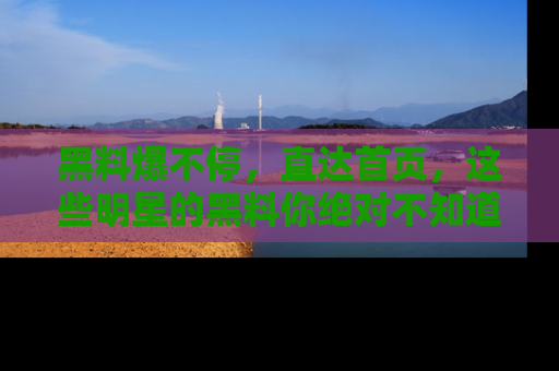 黑料爆不停，直达首页，这些明星的黑料你绝对不知道！